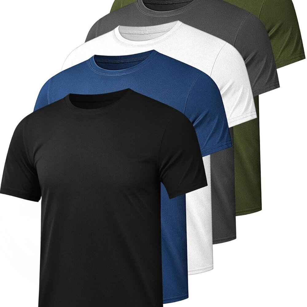 Athletic Moisture Wicking Shirts 5-Pack Men Large